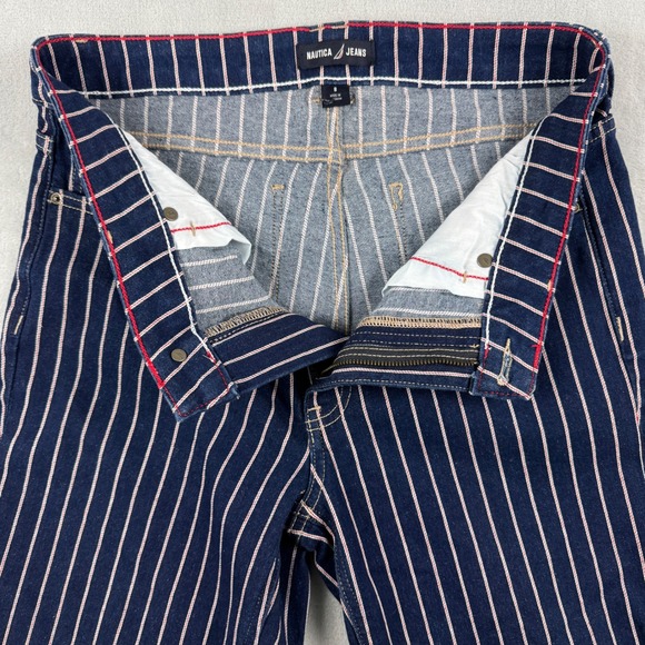 Nautica‎ Jeans Womens Blue White Pink Pinstripe Striped Denim Pants Size 8 - Picture 10 of 16